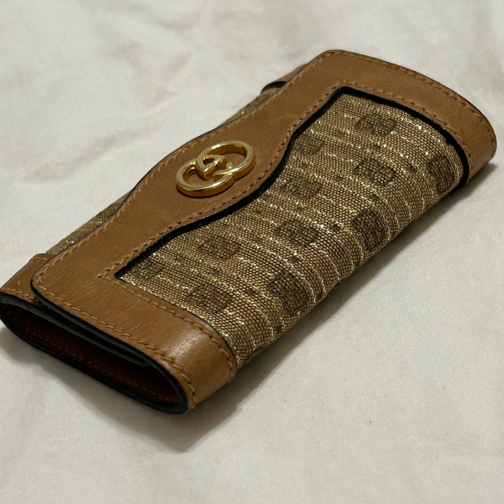 Gucci Vintage GG Signiture Leather/ Canvas Key Holder Wallet (Gold Inlay Canvas) - Picture 11 of 16